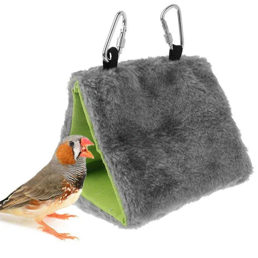 Elegant two-tone hanging bed for birds, featuring plush fabric and supportive foam for cosy comfort