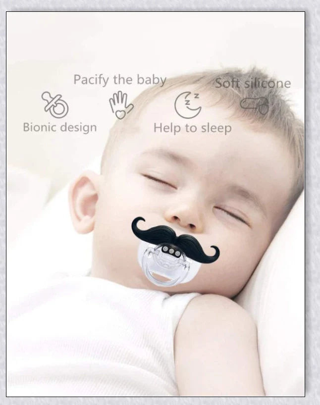 Adorable mustache-themed pacifier made with safe, premium materials for newborns in the UK