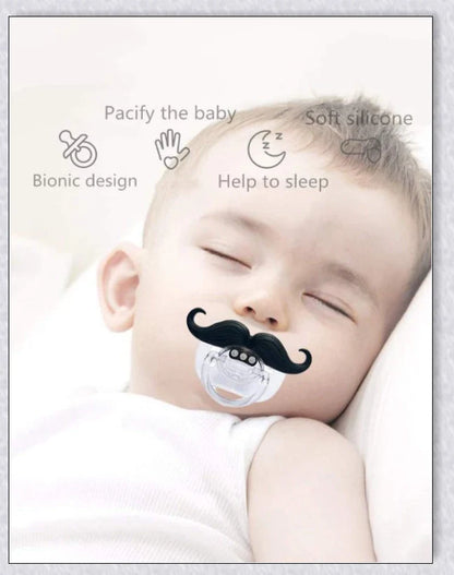 Adorable mustache-themed pacifier made with safe, premium materials for newborns in the UK
