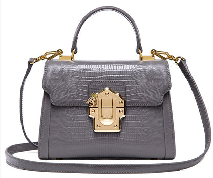 Stylish one-shoulder oblique back handbag in various colours, crafted with premium cowhide leather for timeless British elegance