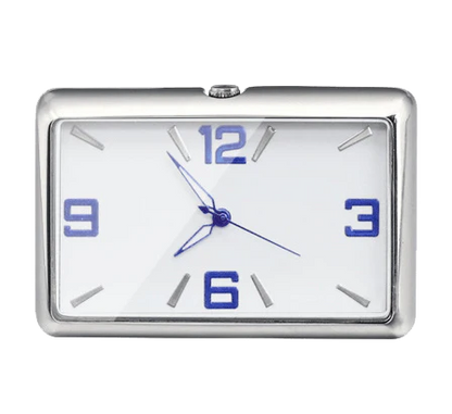 Mini Sticker Quartz Clock with traditional analog dial and hands, perfect for dashboards, desks and walls