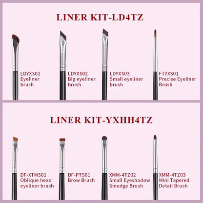 Premium 4-Piece Synthetic Eye Makeup Brush Set with Wooden Handles for Precise Application and Blending
