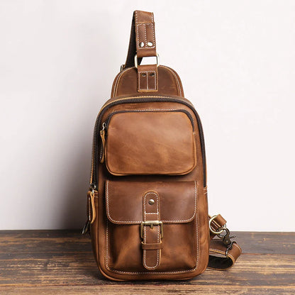 Premium Genuine Leather Messenger Bag for Outdoor Sports and Activities