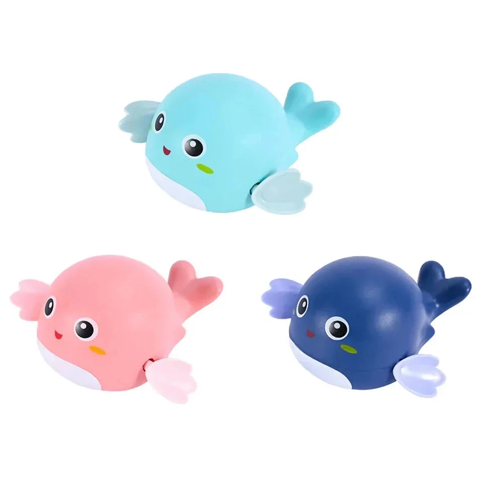 Delightful wind-up bath toys in a red turtle design, floating and moving in the water, providing fun and engaging playtime for children.