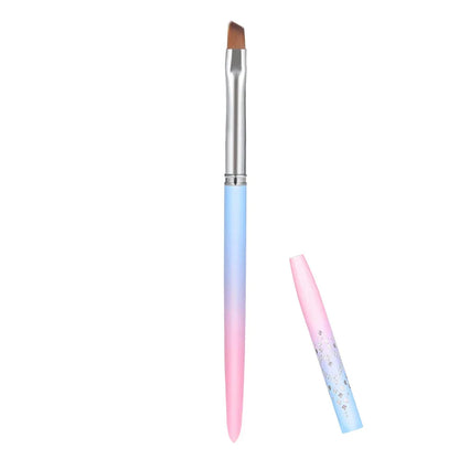 Premium nylon nail art brushes with round and angled heads for precise painting and clean-up