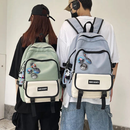 Stylish college and school backpack with ample storage capacity, durable nylon construction, and modern design features