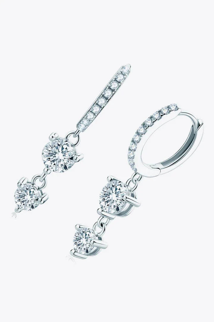 Elegant Moissanite Drop Earrings in Refined Sterling Silver with Platinum and 18k Gold Plating