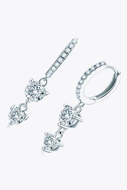 Elegant Moissanite Drop Earrings in Refined Sterling Silver with Platinum and 18k Gold Plating