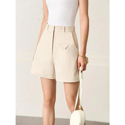 Stylish casual straight shorts in classic black and chic apricot colours, featuring a premium twill fabric blend for comfort and durability.