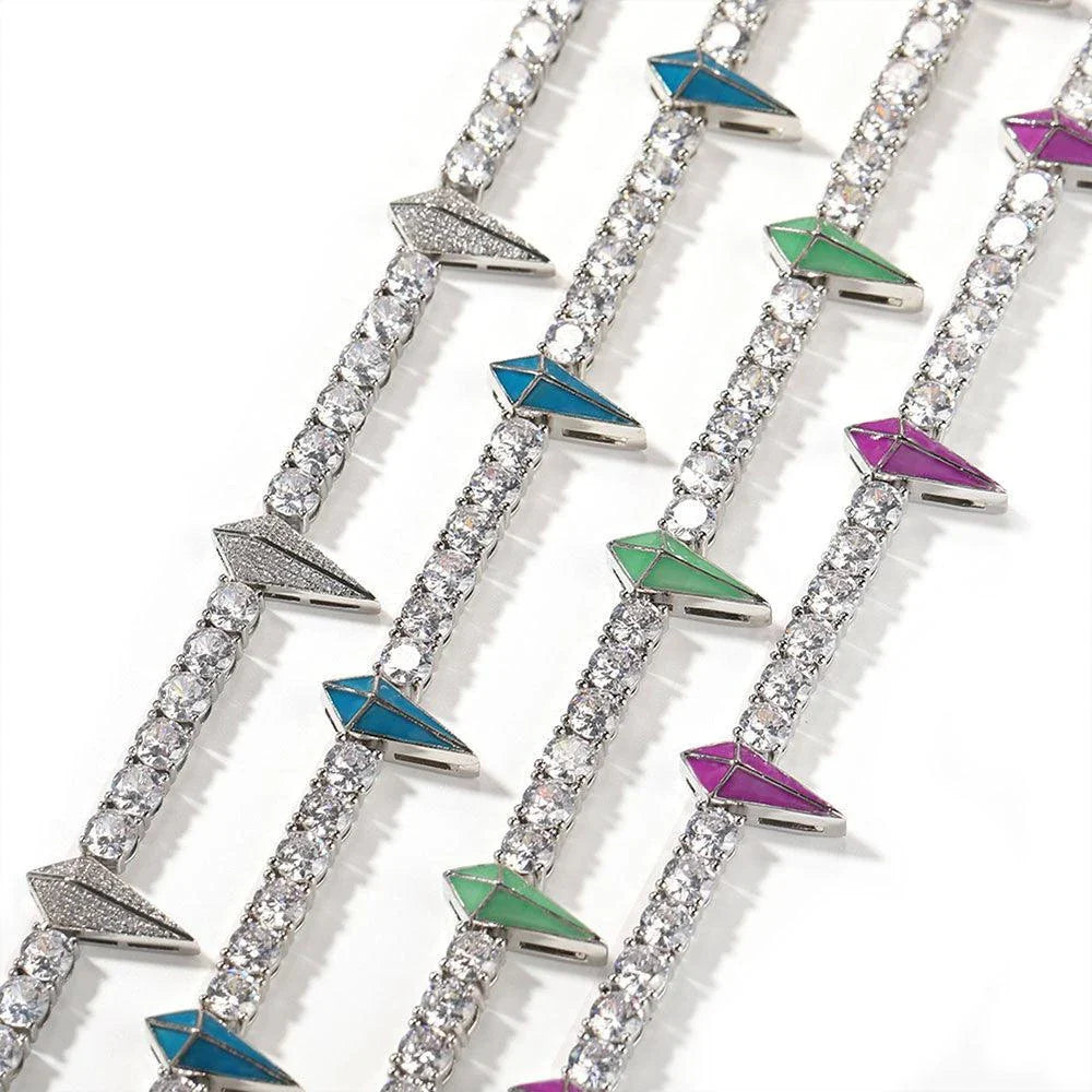 Premium men's copper necklace with zircon stones in a geometric design, available in various lengths and colours