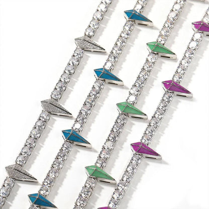 Premium men's copper necklace with zircon stones in a geometric design, available in various lengths and colours