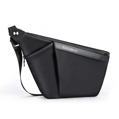 A sleek, sophisticated messenger bag made of premium PU leather, designed for the modern, urbane gentleman in the UK.