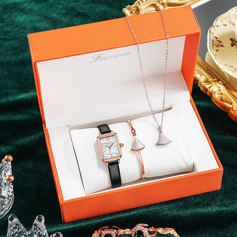 Fashionable green ladies' watch with square design, quartz movement, and 30-metre water resistance