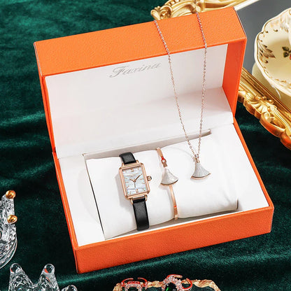 Fashionable green ladies' watch with square design, quartz movement, and 30-metre water resistance