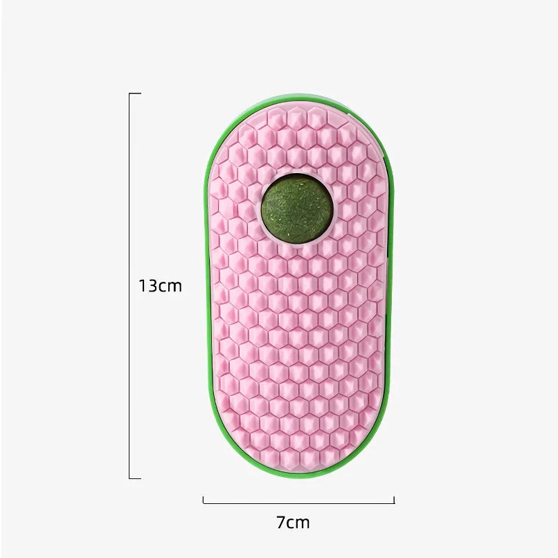 Cosy cat self-grooming brush with catnip compartment, made of eco-friendly ABS plastic and soft TPE rubber bristles