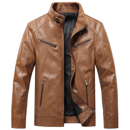 Stylish Fleece-Padded Jacket with PU Leather Accents in Various Colours