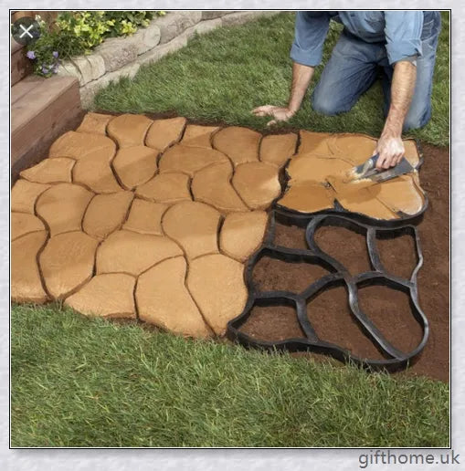Durable, reusable DIY paving mould for creating custom garden paths, patios, and walkways in a variety of patterns
