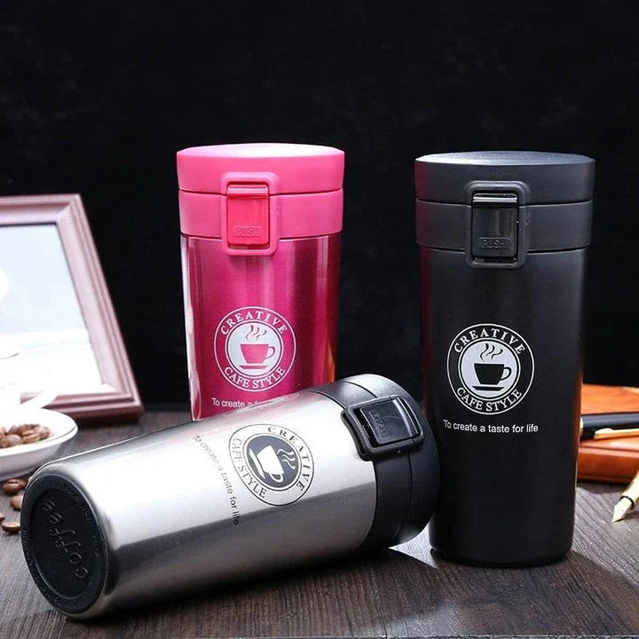Premium Nordic-inspired stainless steel thermos flask with deer print design, perfect for keeping drinks hot or cold for up to 12 hours