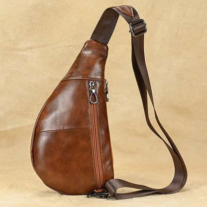Premium genuine leather chest bag with vintage European and American design elements, perfect for the modern British gentleman.