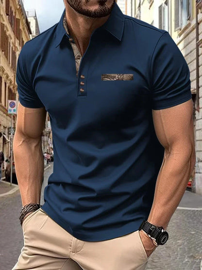Premium short-sleeve sports shirt for men, featuring a button-down design and breathable, durable polyester fabric