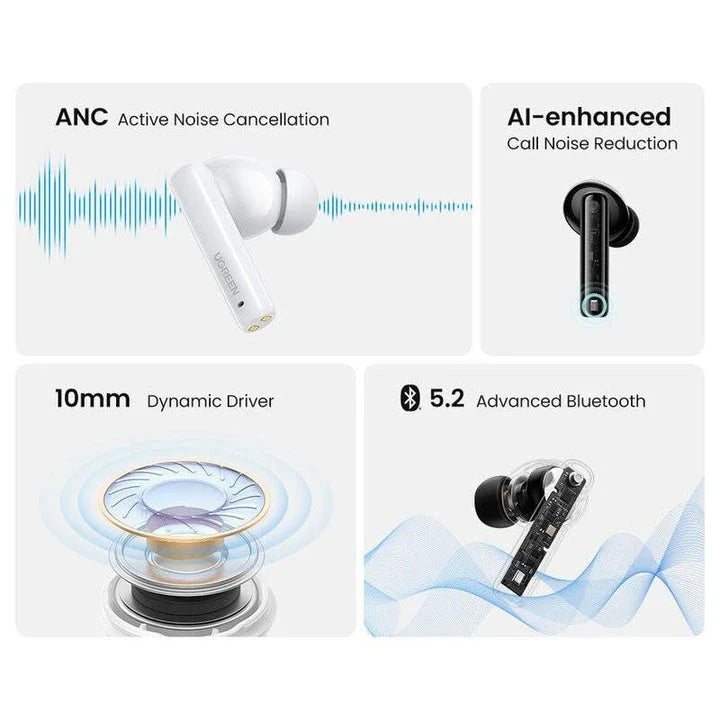 HiTune T3 ANC Wireless Earbuds with Bluetooth 5.2, Active Noise Cancellation, and Immersive Sound