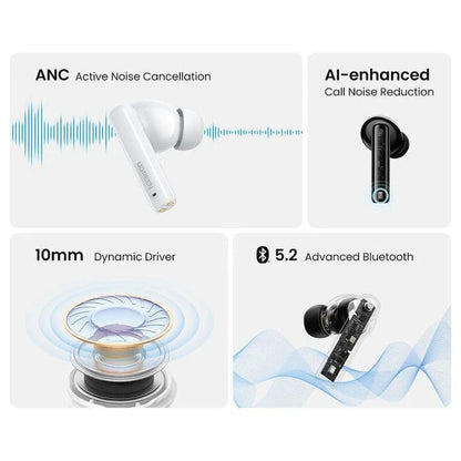 HiTune T3 ANC Wireless Earbuds with Bluetooth 5.2, Active Noise Cancellation, and Immersive Sound