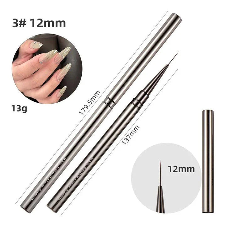 Premium metal nail art brushes in various sizes for intricate designs and patterns