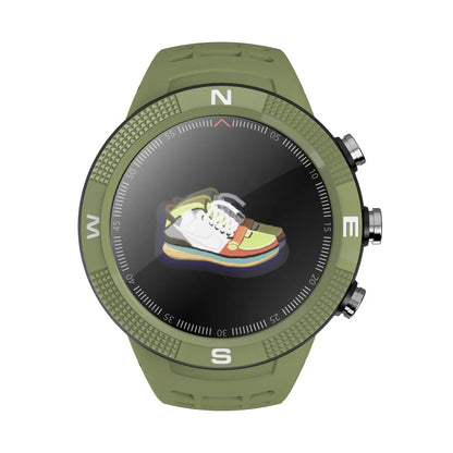 F18 Smart Watch with OLED display, silicone wristband, and comprehensive health tracking features