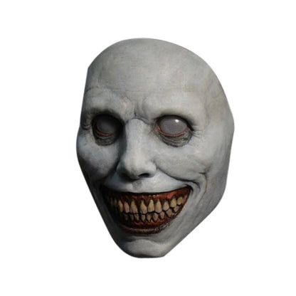 A white-eyed demon mask made of environmentally friendly latex, perfect for Halloween parties and trick-or-treating.