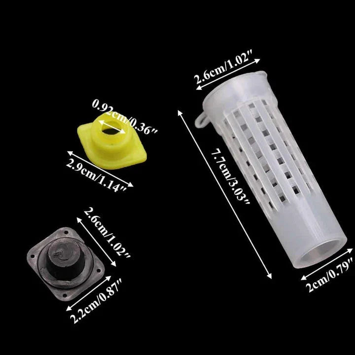 Comprehensive 50-piece queen bee rearing kit with plastic cages and cups for beekeepers in the United Kingdom