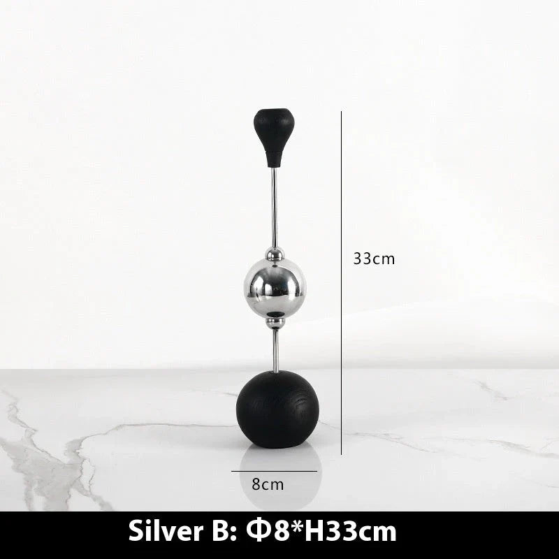 Elegant stainless steel and wooden candlestick set with a captivating design that creates a soothing ambience in any living space