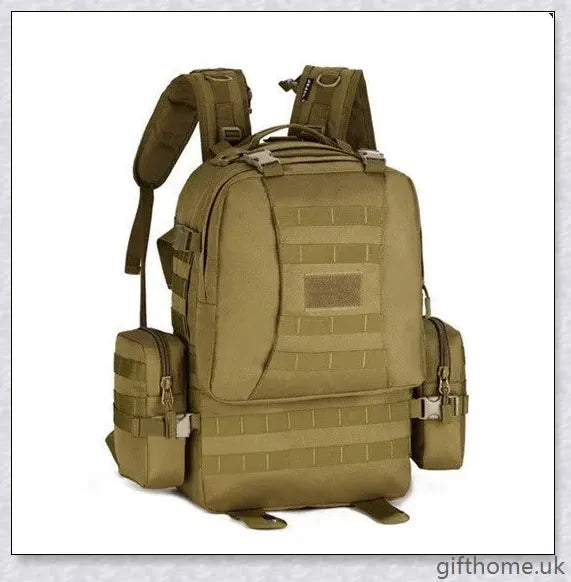 Rugged 50L outdoor camping backpack with durable nylon construction, waterproof lining, and adjustable straps for comfortable all-day wear