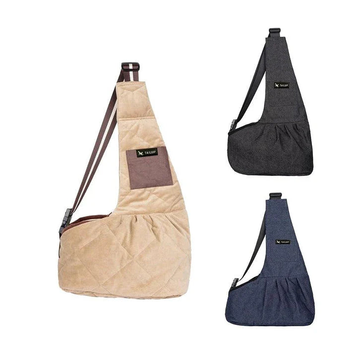 Premium pet carrying sling bag with mesh ventilation, adjustable straps, and reinforced bottom for small dogs and cats up to 6 kg