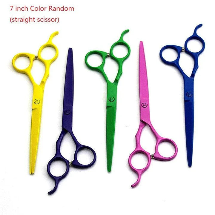 Premium stainless steel grooming scissors for pets, designed for precision cutting and easy handling