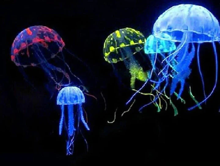 Premium glow-in-the-dark silicone jellyfish ornament with lifelike tentacle movements for aquarium or home décor
