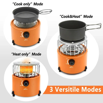 Versatile 2-in-1 Camping Stove and Gas Heater in blue colour, designed for outdoor comfort and convenience