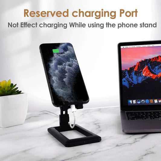 Adjustable and foldable phone stand in pink colour, providing hands-free convenience for work, entertainment, and on-the-go use