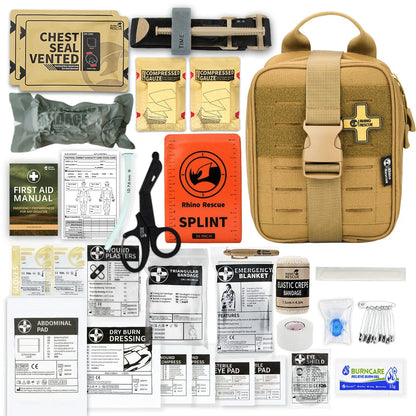 IFAK Trauma First Aid Kit with essential medical supplies for emergencies in car, home, travel, hiking and camping