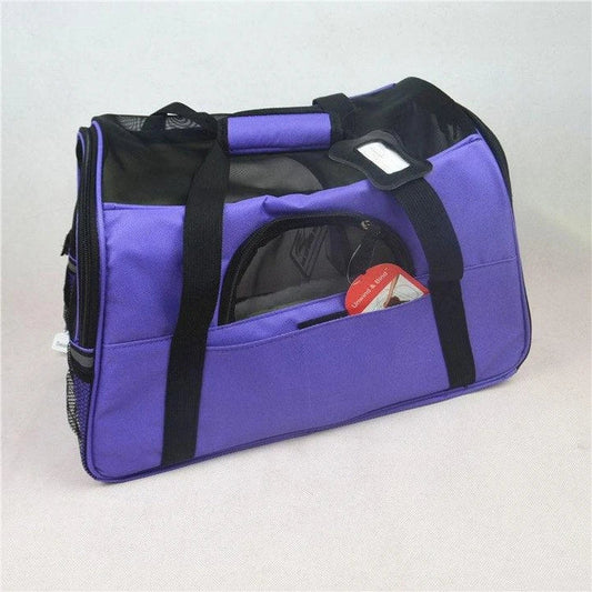 Portable pet carrier bag made of durable nylon with breathable mesh panels for your dog or cat's comfort during travel