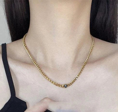 Gold Plated Collarbone Necklace with Delicate Black Chain - A Sophisticated Accessory for the Modern British Woman