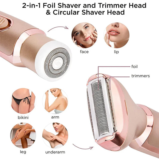 Professional 2-in-1 Electric Epilator and Razor for Women with Hypoallergenic Blades and Wet/Dry Versatility