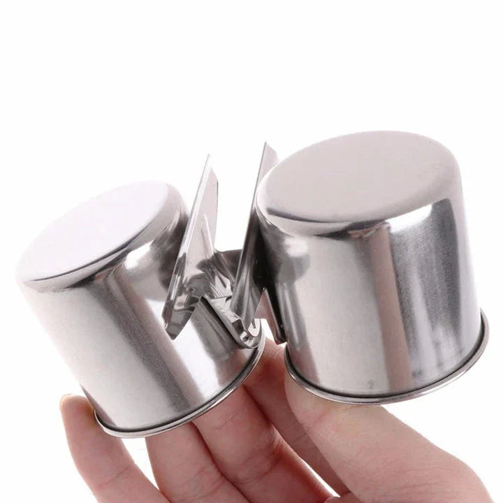 Elegant stainless steel bird feeder with dual cups and secure clip for easy installation in garden or outdoor space