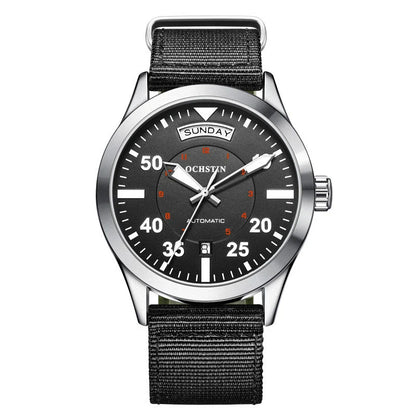 Trendha Automatic Mechanical Watch with Waterproof Nylon Strap in Green, Blue, and Black