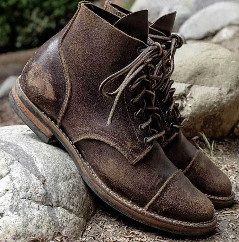 Premium leather motorcycle boots with reinforced toe and durable rubber sole for urban adventures