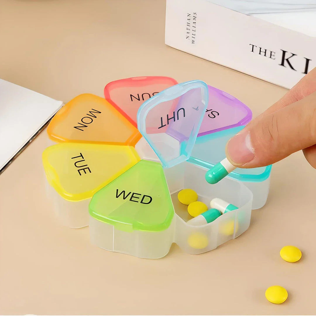 Compact 7-Day Travel Pill Organiser with Seven Individual Compartments for Medications and Supplements