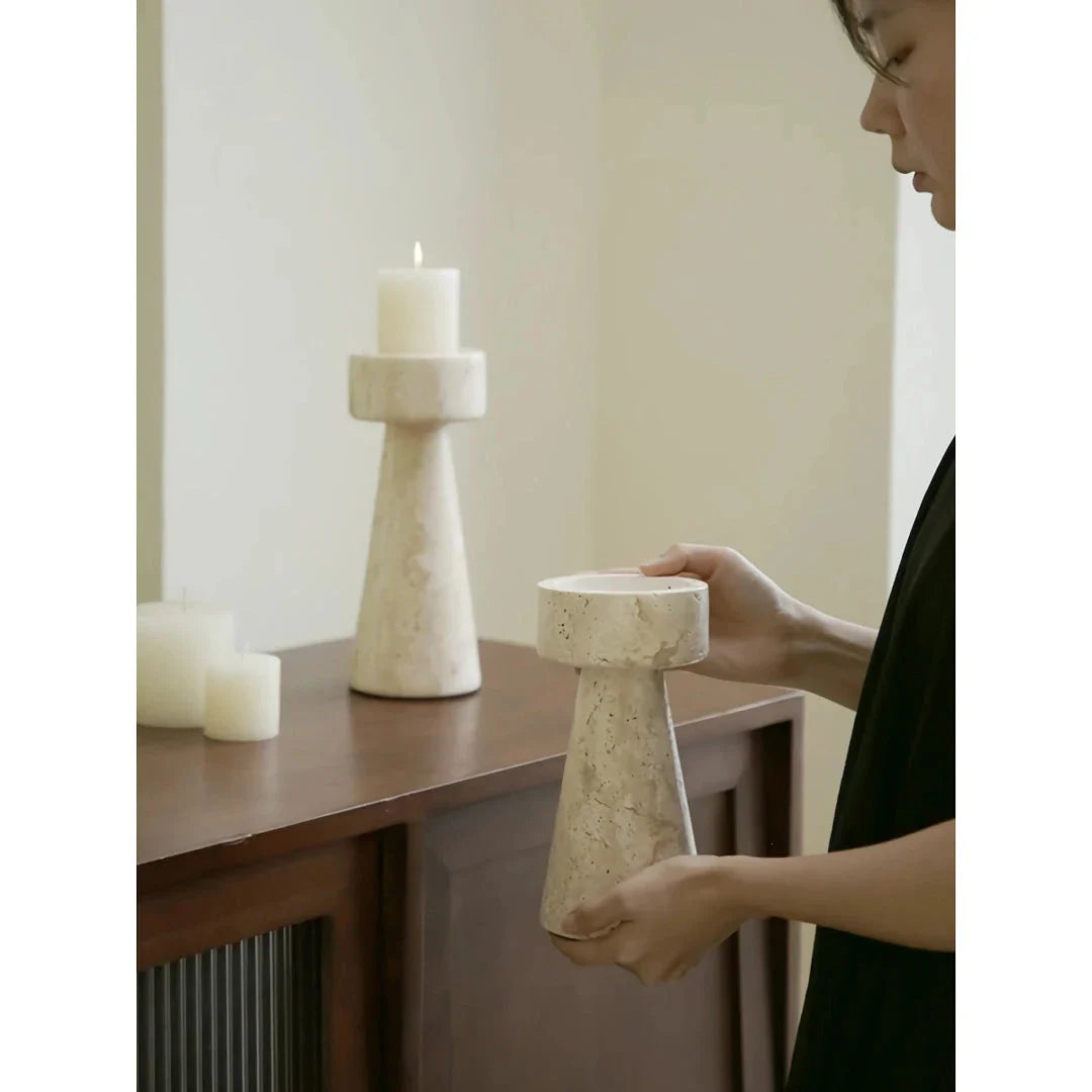 Minimalist Travertine Marble Candle Holder for Elegant Home Décor