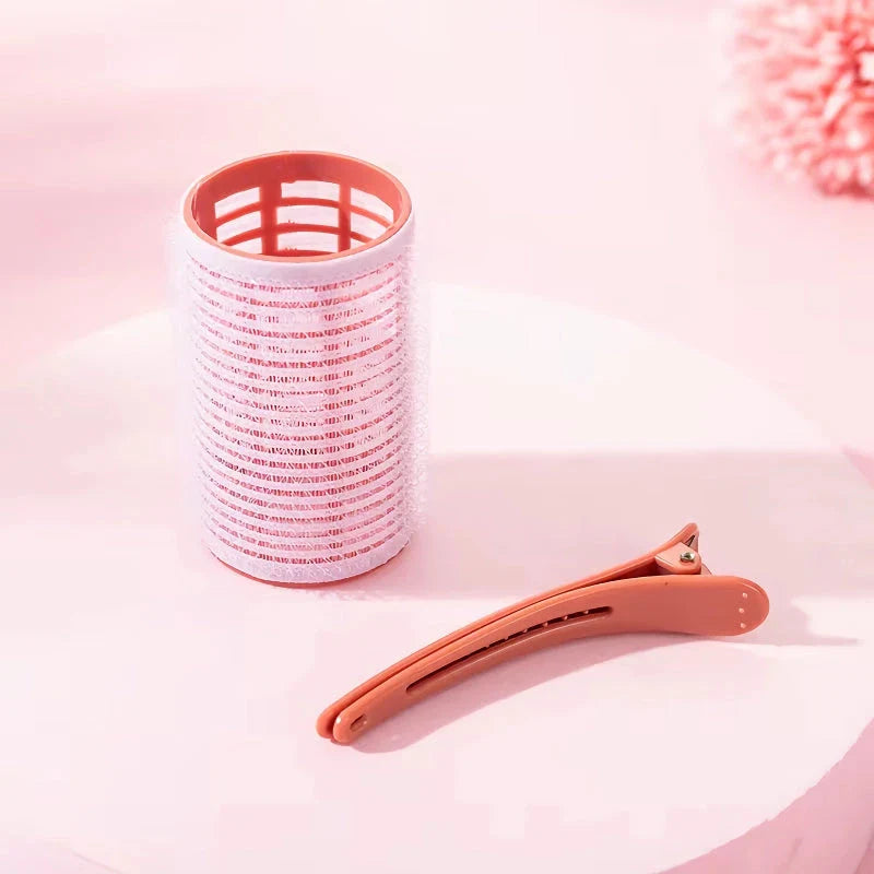 3-piece set of heatless self-grip hair rollers for creating voluminous curls and lift without heat damage