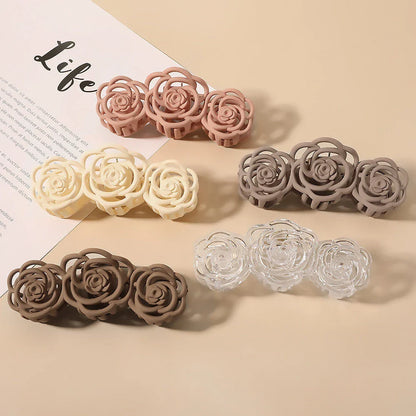 Elegant rose-shaped hair accessory made from premium acrylic and alloy materials for a sophisticated and fashionable look