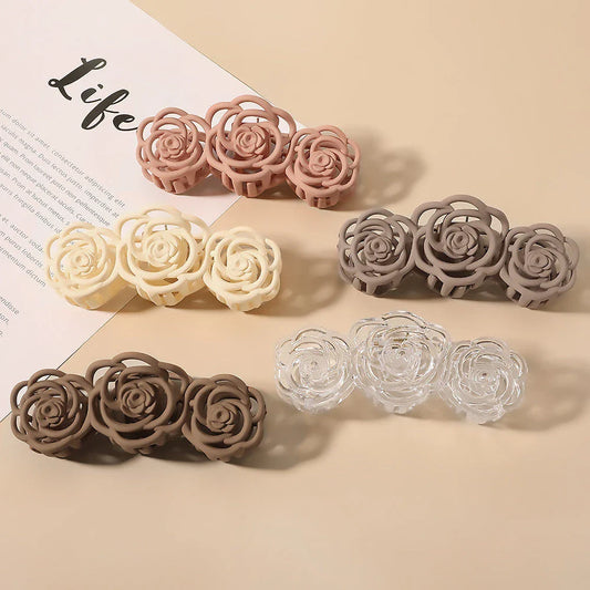 Elegant rose-shaped hair accessory made from premium acrylic and alloy materials for a sophisticated and fashionable look