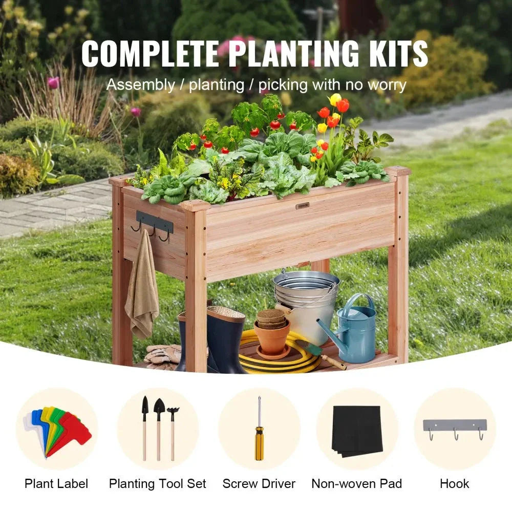 Premium raised wooden garden bed with dual drainage system for UK gardeners